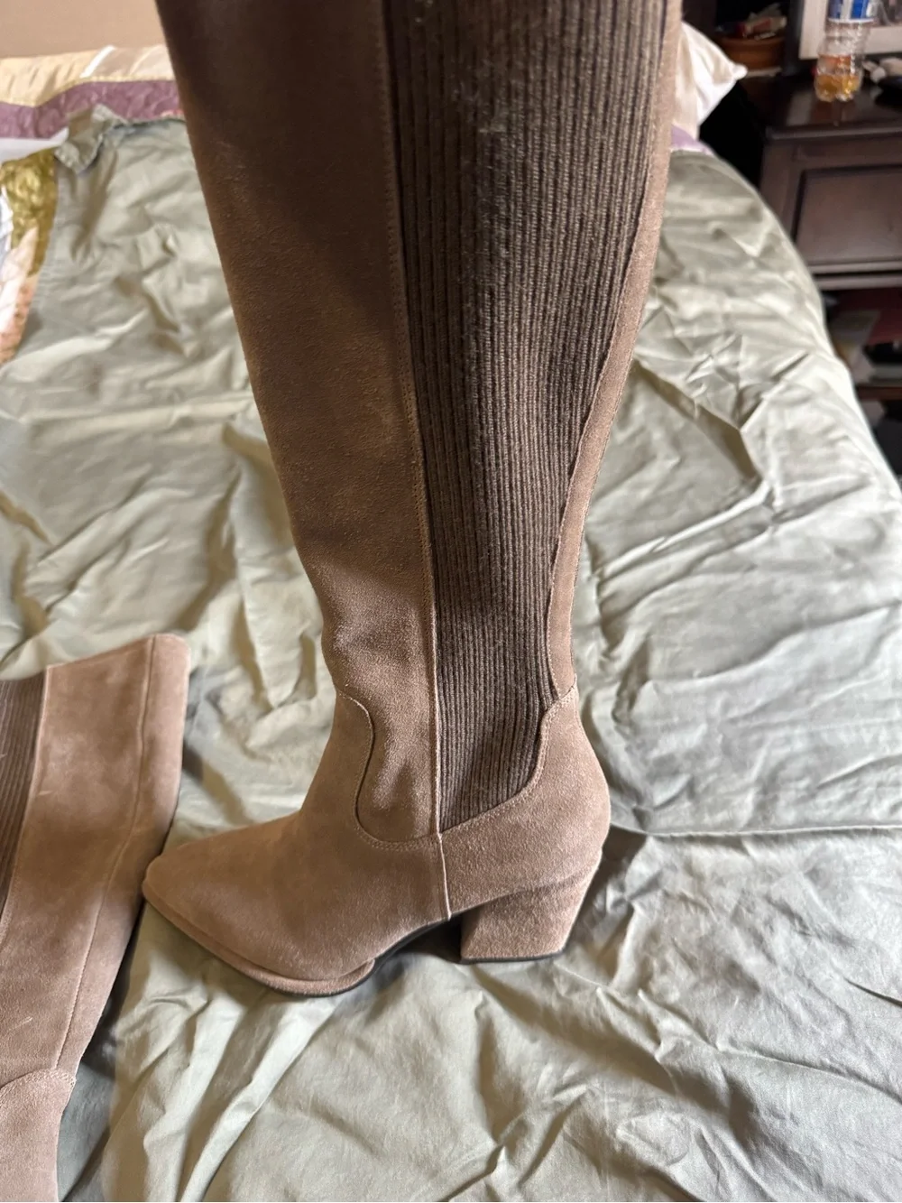 Blondo boots Over-the-Knee Suede Block Heel Boots in Taupe